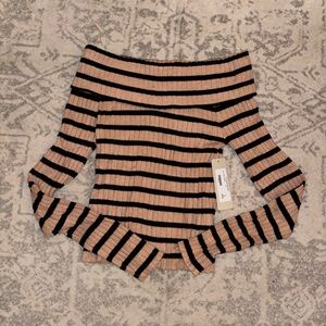Lizard Thicket Black and Tan Striped Knit Top